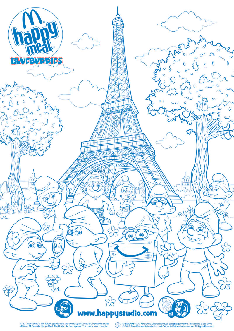 Smurfs_Eiffel_Tower_Coloring_Page